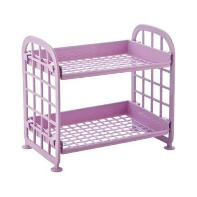 2 Tier Plastic Storage Shelves Hollowed Out Corner Rack Organizer