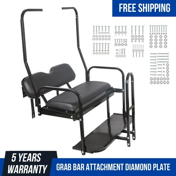 Rear Flip Seat Kit 1102LBS For Club Car DS Golf Cart 1982-2000 w/ Grab Bar Black