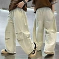 thumbnail image 2 of Boys Pants Summer Solid Breathable Sports Cargo Pants for Kids Toddler Girls Fashion Hop Dance Pants Toddler Sweatpants Khaki 6 Years-7 Years, 2 of 5