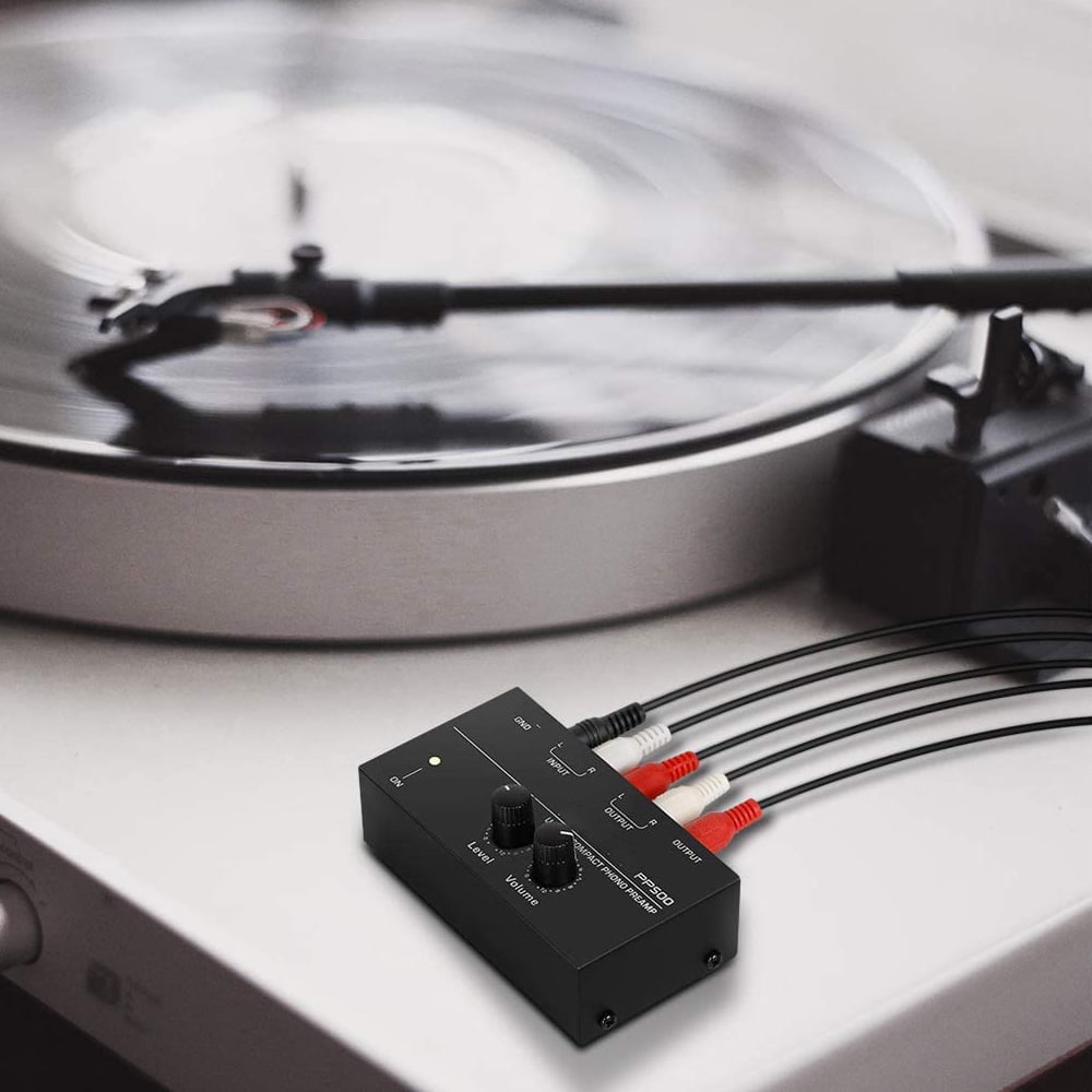 Phono Preamplificador Pre Amplificador Se/ñal Boost por Registro Reproductores Tocadiscos L/ínea Nivel Aux Rca Suelo PP500 Ultra Compacto Phono Preamp Audio Preamplificador de Negro