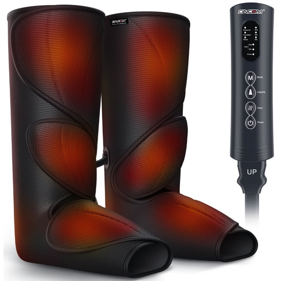 CINCOM Leg Massager with Heat for Circulation, Foot and Calf Massager Heated Compression FSA/HSA Eligible