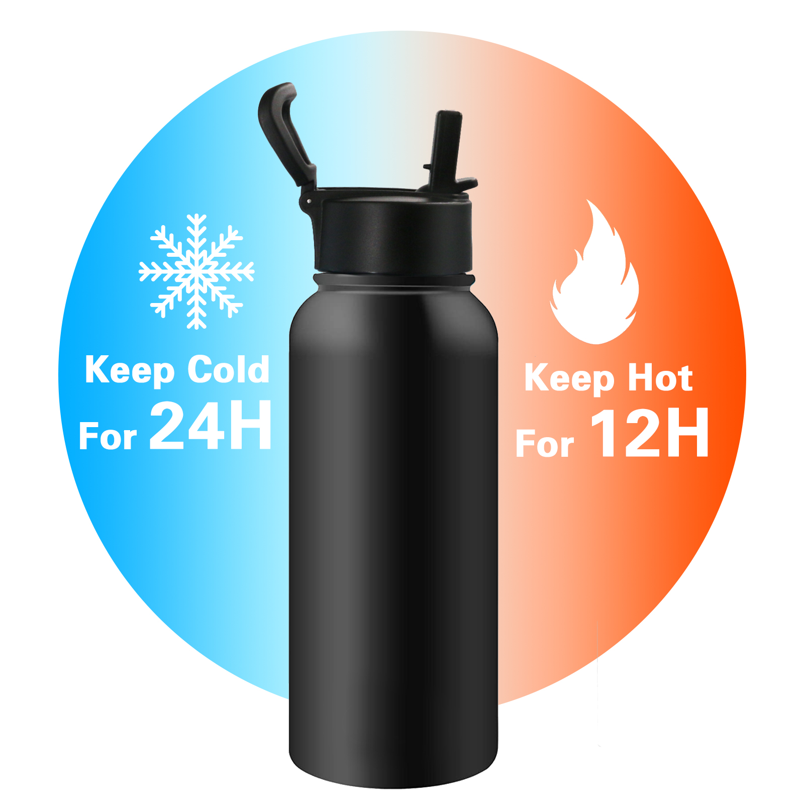 ZIQIAN 32oz Insulated Sports Thermos, Stainless Steel