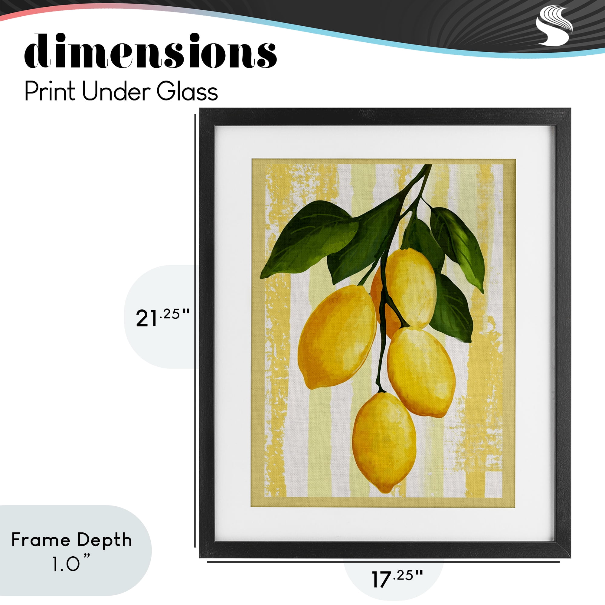 Stupell Industries Lemons on Green Branch Black Framed Print Under Glass, design by Yen
