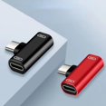 thumbnail image 3 of Adaptador Doble Tipo C , Cable de Carga Tipo C, Cargador, Convertidor de Auriculares para Smartphones, Adaptador de Auriculares Dorado., 3 of 5