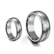 Matching Mens and Ladies Polished Shiny Domed With Brush Center Tungsten Carbide Wedding Band Ring Set