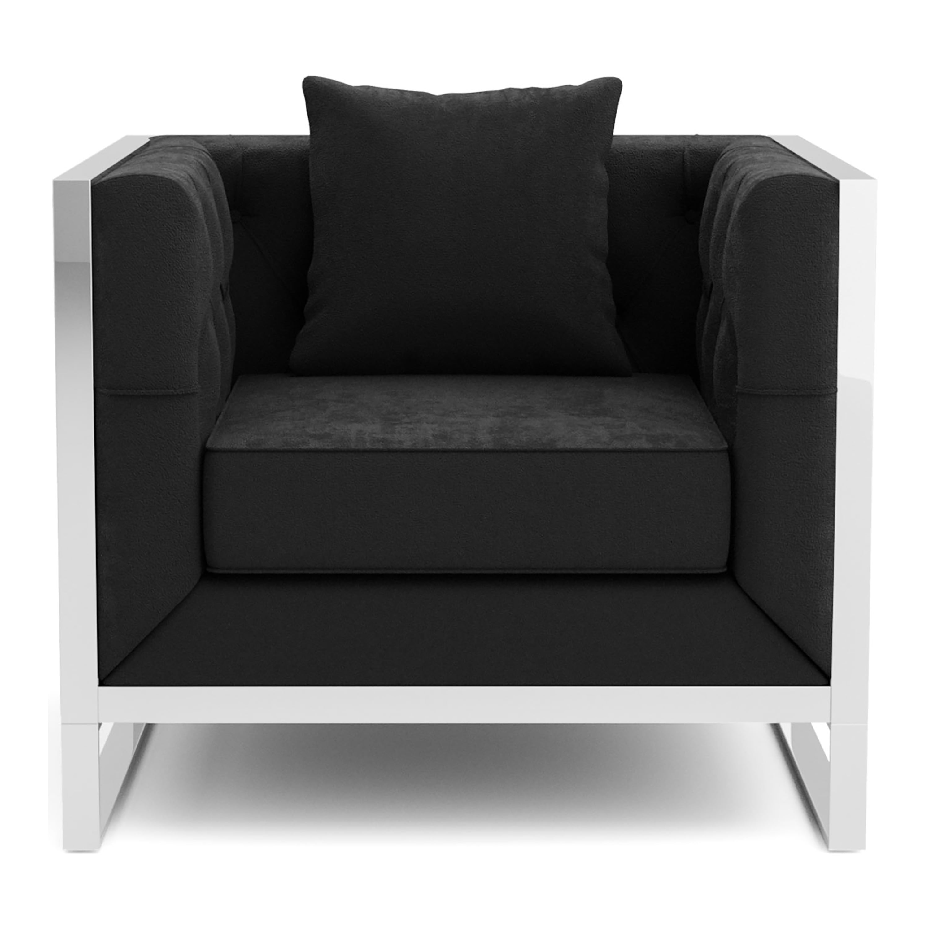 Furniture of America Leo Fabric Tufted Back Chair with Pillow, Black