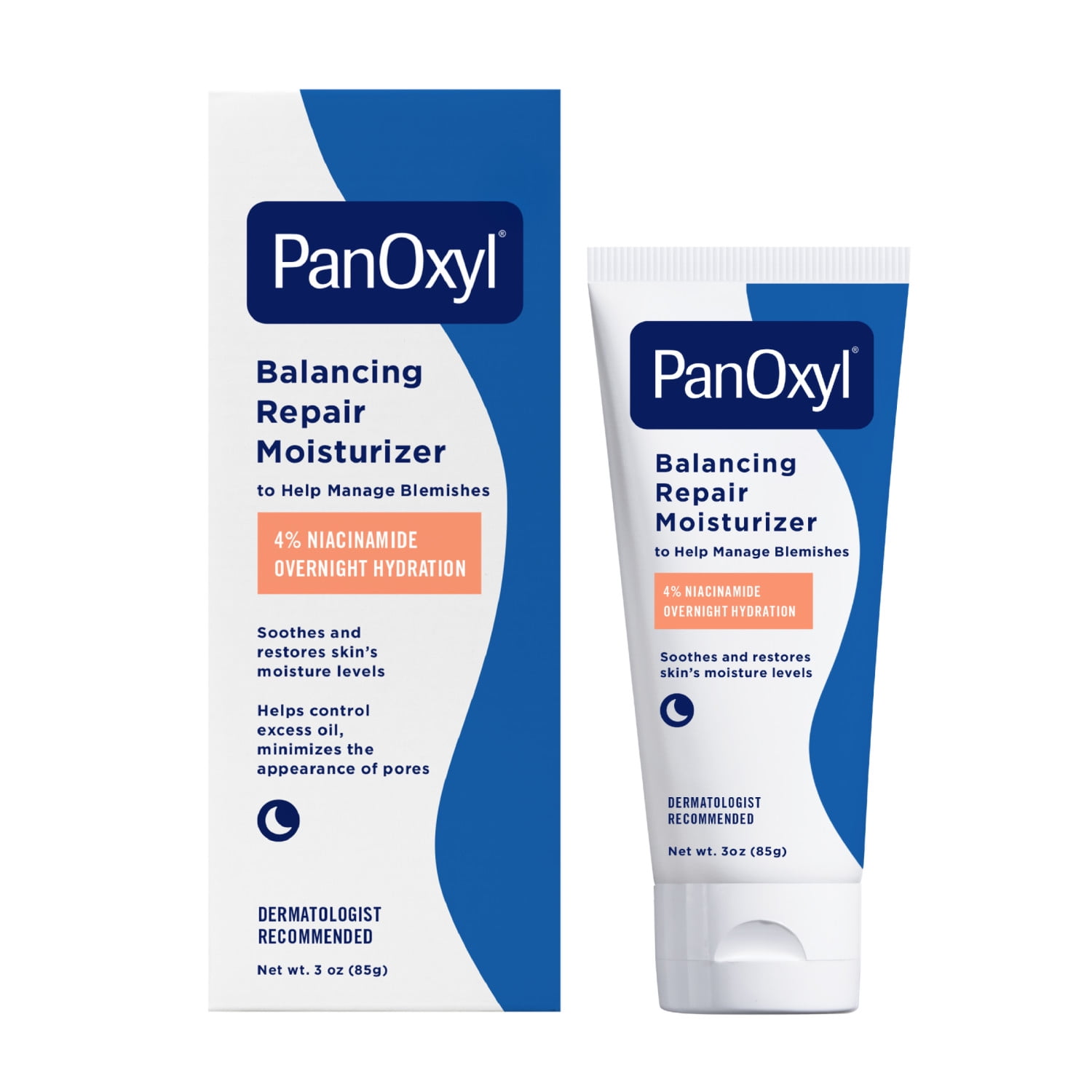 PanOxyl PM Balanacing Repair Moisutrizer, Niacinamide and Ceramides, Acne Prone and Dry Skin, 3 oz