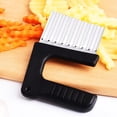 thumbnail image 4 of Crinkle Cutter Knife for Potatoes & Vegetables | Stainless Steel Wavy Slicer with Non-Slip Handle | 4.9"x3.7" Blade | Protective Cover | Easy Grip | Food Prep Tool for Fries, Carrots, Salad, Fruit |, 4 of 9