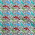 thumbnail image 1 of oneOoneCottonJerseyTealGreenFabricAsianJapaneseKoiFishWithGeometricTextureFabricForSewingPrintedCraftFabricByTheYard58InchWide, 1 of 4