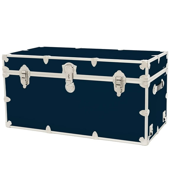 Rhino Trunk & Case XXL Leather Embossed Vinyl Trunk, College, Home & Office Storage 36"x18"x18" (Navy Blue)