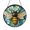 Acrylic 3.5 Inch, variant on Honeycomb Bee Stained Glass Circular Window Hanging with Blue Gold Highlights, Bright Botanical Home Decor