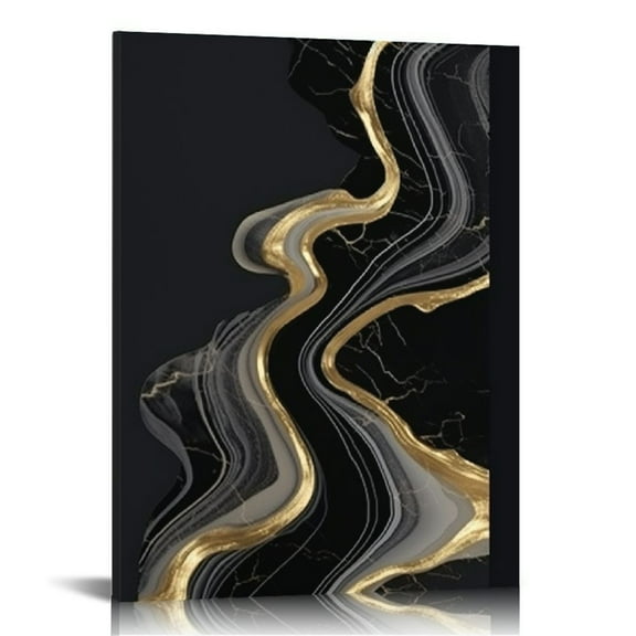 COMIO Black and Gold Marble Canvas Wall Art Gold Abstract Prints Black and White Marble Poster for Living Room Decor Marble Canvas Painting Black and White Geometric Abstract Wall Art 12x16inch
