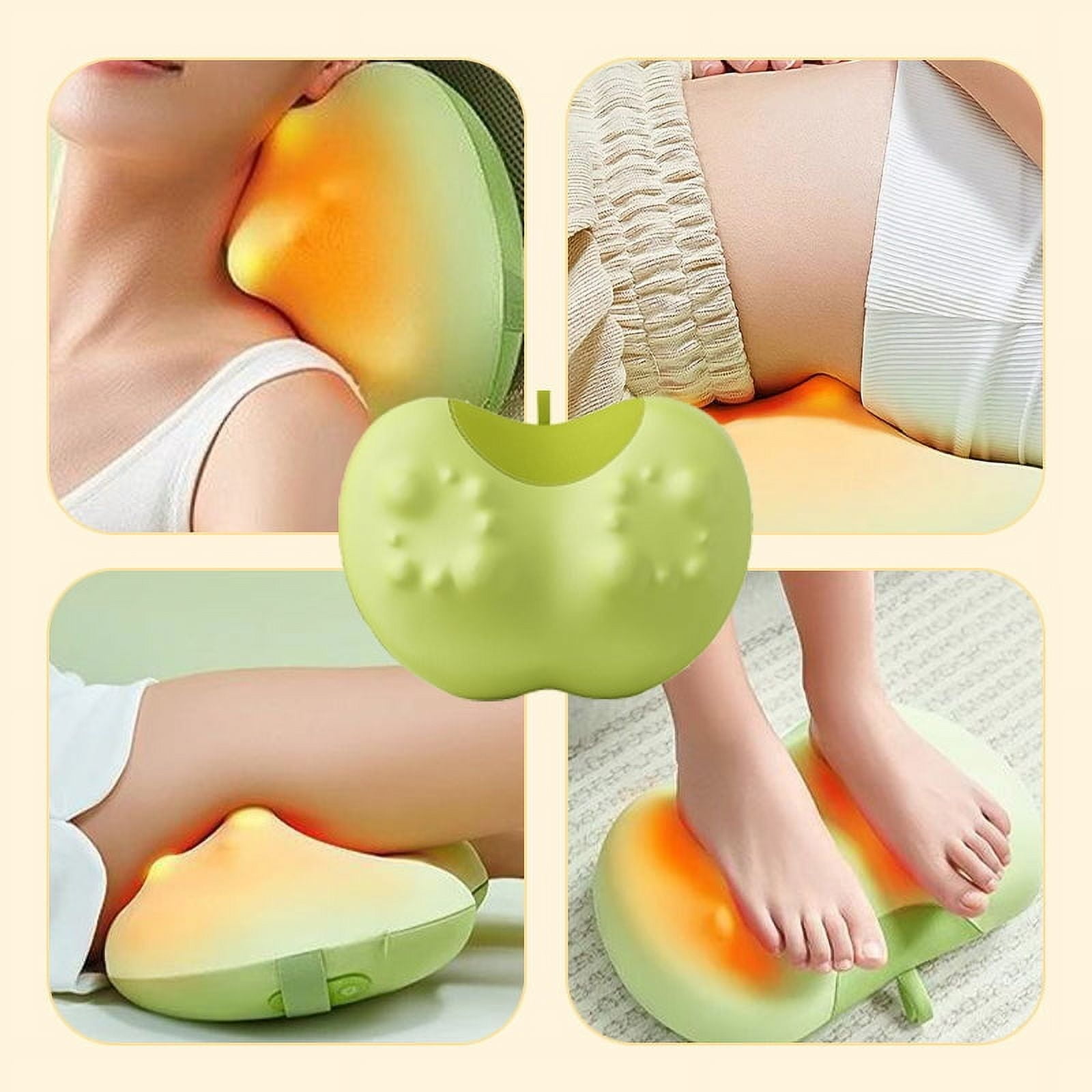 Neck And Back Massage Pillow, Heated Kneading Massager, Deep Muscle Relaxation With Heat Compress, Adjustable Pressure Settings And Soft Breathable Fabric, USB Rechargeable With Secure Strap