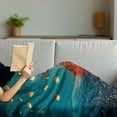 thumbnail image 3 of Fantasy Soft Flannel Fleece Throw Blanket, Sorcerer Woman with Red Dress Standing on Water with Lanterns on Air Fantasy Art, Cozy Plush for Indoor and Outdoor Use, 50" x 60", Navy Blue, by Ambesonne, 3 of 5