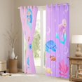 thumbnail image 3 of Erosebridal Sea Turtle Mermaid Kids Black Out Curtains, Pink Purple Cartoon Curtains Pack of 2 (42x63 Each), 3 of 6