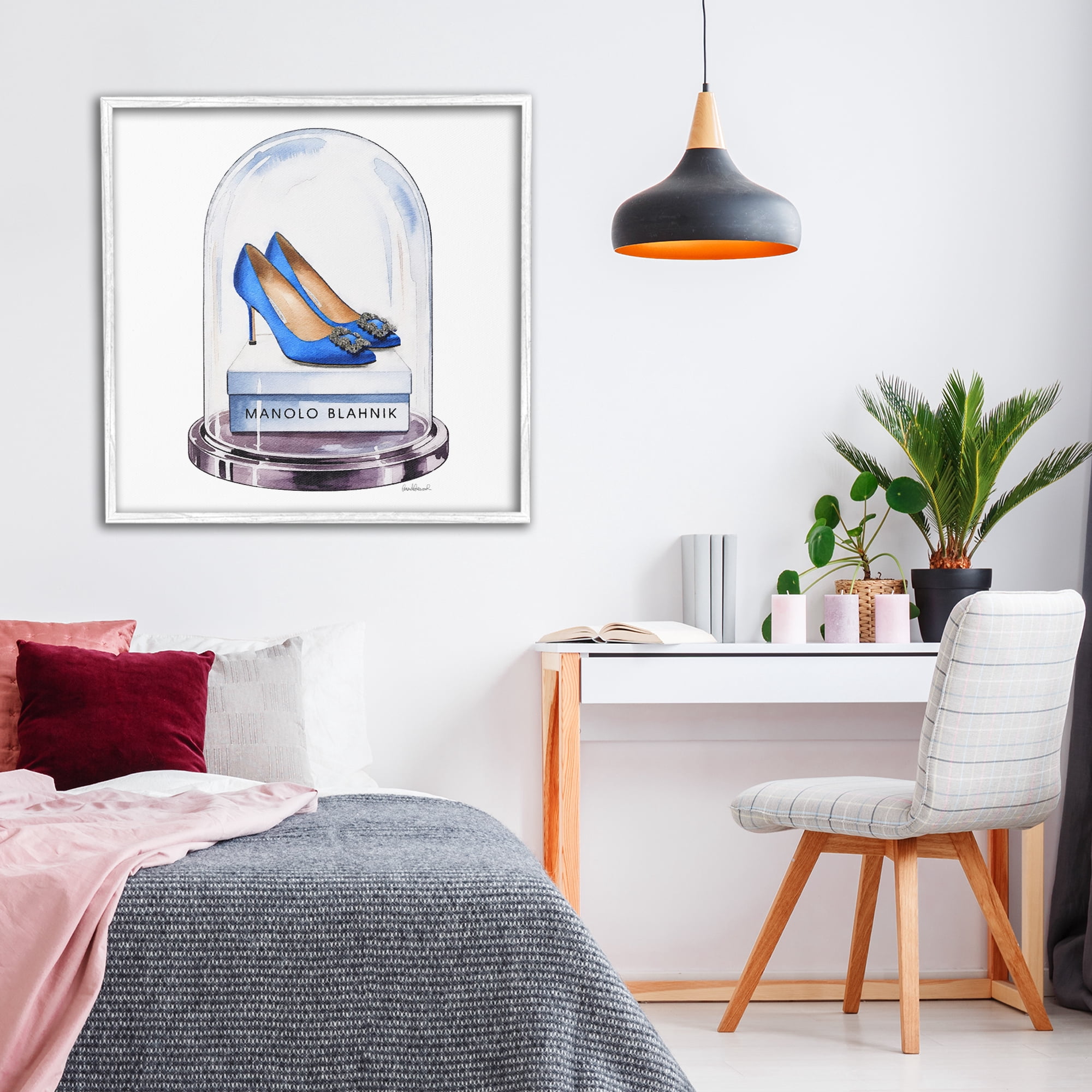 Stupell Industries Blue Heels in Bell Jar White Framed Giclee Art, design by Amanda Greenwood