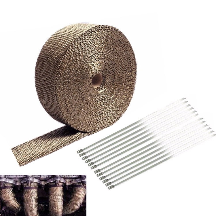 Ties 2/" x 50ft Titanium Header Turbo Pipe Manifold Exhaust Heat Wrap Roll Tape