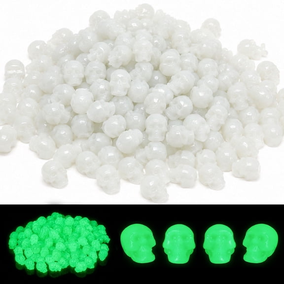 Crazy Night Glow in the Dark Mini Skull Ornaments, Acrylic Halloween Skeleton Head Figurines, Vase Filler Trick Party 0.79x0.39 Inch, 100 Pack