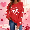thumbnail image 2 of Enjoytime Valentines Women's Tops Lover Heart Print Pullover Crewneck Sweatshirts Lightweight Casual Long Sleeve Blouse Red L, 2 of 8