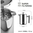 thumbnail image 6 of Secura French Press Coffee Maker, 304 Grade Stainless Steel Insulated Coffee Press with 2 Extra Screens, 12oz (0.35 Litre), Silver (SFP-12DS), 6 of 6