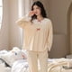 thumbnail image 1 of Conjunto de pijama de punto de algodón para mujer, ropa de dormir Floral elegante, pantalones a cuadros, Moda para el hogar, primavera y otoño, 1 of 4