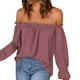 thumbnail image 1 of Blusa de manga larga con volantes y hombros descubiertos para mujer - Top informal holgado para otoño/invierno, 1 of 6