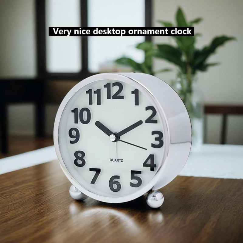 4-inch luxury metal quartz alarm clock; Luminous desk clock, creative big digital clock face, Christmas holiday gift, no battery