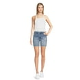 thumbnail image 5 of No Boundaries Juniors Frayed Hem Denim Bermuda Shorts, 5 of 5