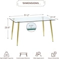 thumbnail image 4 of Tempered Glass Dining Table for 4, Sudica 51" Modern Rectangular Glass Kitchen Table with 4 Golden Plating Metal Legs, 4 of 9