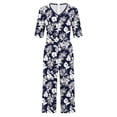 thumbnail image 5 of Edvintorg Womens Jumpsuits Casual Summer Short Sleeve V-Neck Back Zipper Wide Leg Jumpsuit with Pockets Vacation Clothes, 5 of 5