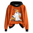 thumbnail image 2 of FASHOFT Halloween Sweatshirt for Women Cute Ghost Graphic Oversized Hoodie Causal Holiday Tops Long Sleeve Pullover Black L, 2 of 5