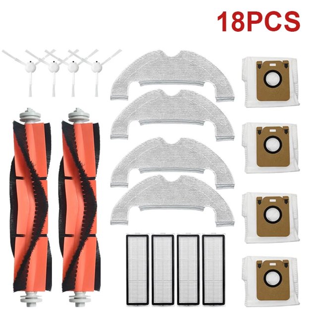 Accessories Dreame Bot D10 Plus RLS3D Robot Vacuum Cleaner Hepa Filter Mop Main Side Brush Dust Bag Replacement Parts 18PCS