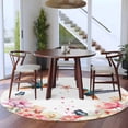 thumbnail image 3 of Pink Flower Round Area Rug 7Ft Washable Circle Rugs for Dorm Laundry Room, Spring Floral Butterflies Birds Farmhouse Non-Slip Carpet Floor Mats Indoor Outdoor Carpet Runner Aesthetic Home Decor, 3 of 8
