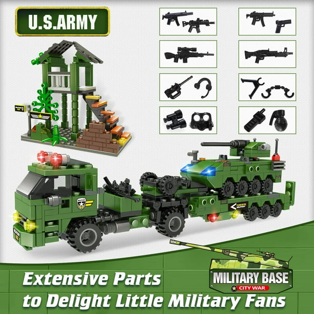 Exercise N Play City Police Building Blocks Base Bricks Kit, Transport Truck Toy W/ Armored Vehicles & Airplane (990 Pcs) - Walmart.com