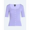 thumbnail image 5 of Scoop Women's Square Neckline Cardigan Sweater with Short Sleeves, Lightweight, Sizes XS-XXL, 5 of 5