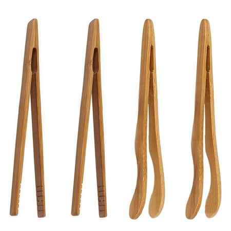 

4PCS Kitchen Food Tongs Barbecue Supplie Heat Resistant Mug Chinese Style Bamboo