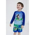 thumbnail image 2 of Disney Mickey Mouse Surfboard UPF 50+ Rash Guard and Swim Trunks Outfit Set Infant to Little Kid, 2 of 5