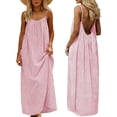 thumbnail image 2 of LVHAOGJOB Robe Tendance pour Femmes Sans Manches à Bretelles Spaghetti Robe d'Été Maxi Longue Imprimée Grande Taille Robe Soleil pour Dames Vacances, 2 of 9