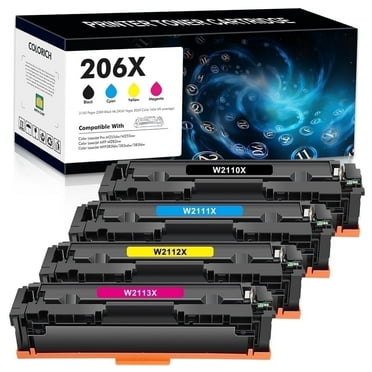206X 206A Toner Cartridges with Chip Compatible for HP 206X 206A Color LaserJet Pro MFP M283fdw M283cdw M255dw M282nw Printer ink (Black Cyan Magenta Yellow, 4-Pack)