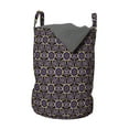 thumbnail image 1 of Oriental Laundry Bag, Folk Flower Motifs with Swirly Petals Leafage Mosaic Branches, Hamper Basket with Handles Drawstring Closure for Laundromats, 13" x 19", Charcoal Grey Quartz, by Ambesonne, 1 of 4