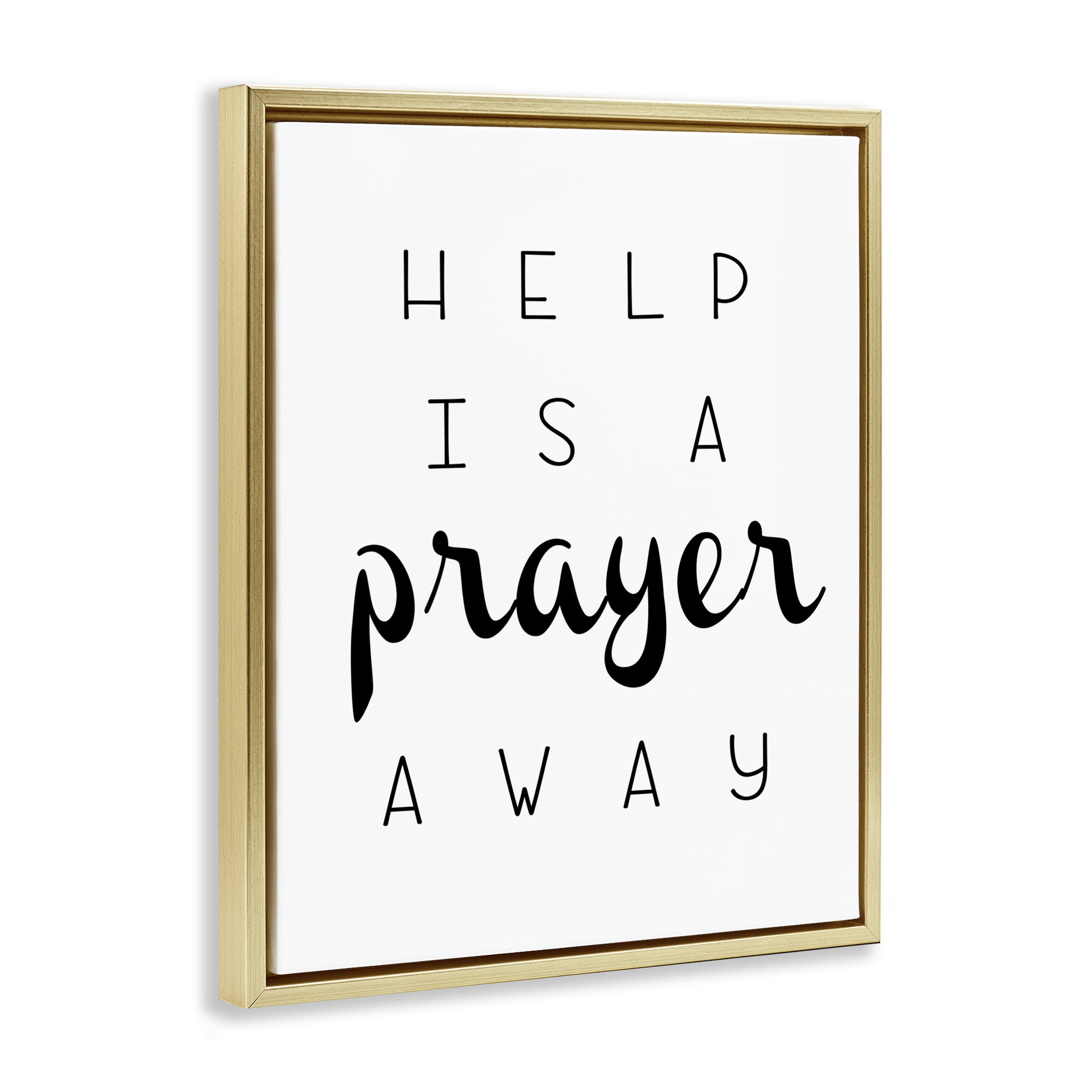 Stupell Industries A Prayer Away Sentiment Religious & Spiritual Painting Gold Floater Framed Canvas Art Print Wall Art, 17 x 21