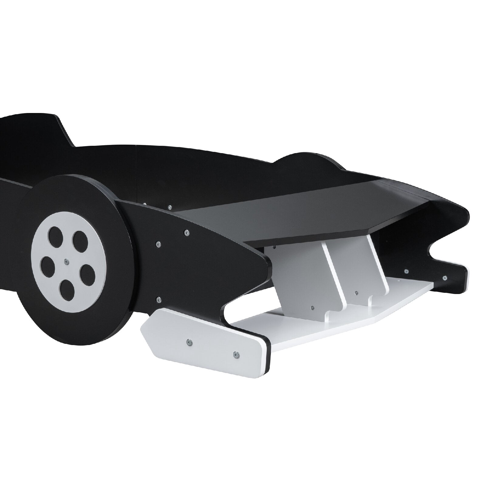 Twin Size Race Car-Shaped Platform Bed Frame with Wheels, Wooden Car Shaped Bed for Bedroom, Apartment, Easy Assembly, No Box Spring Needed, Mattress Not Included, Black