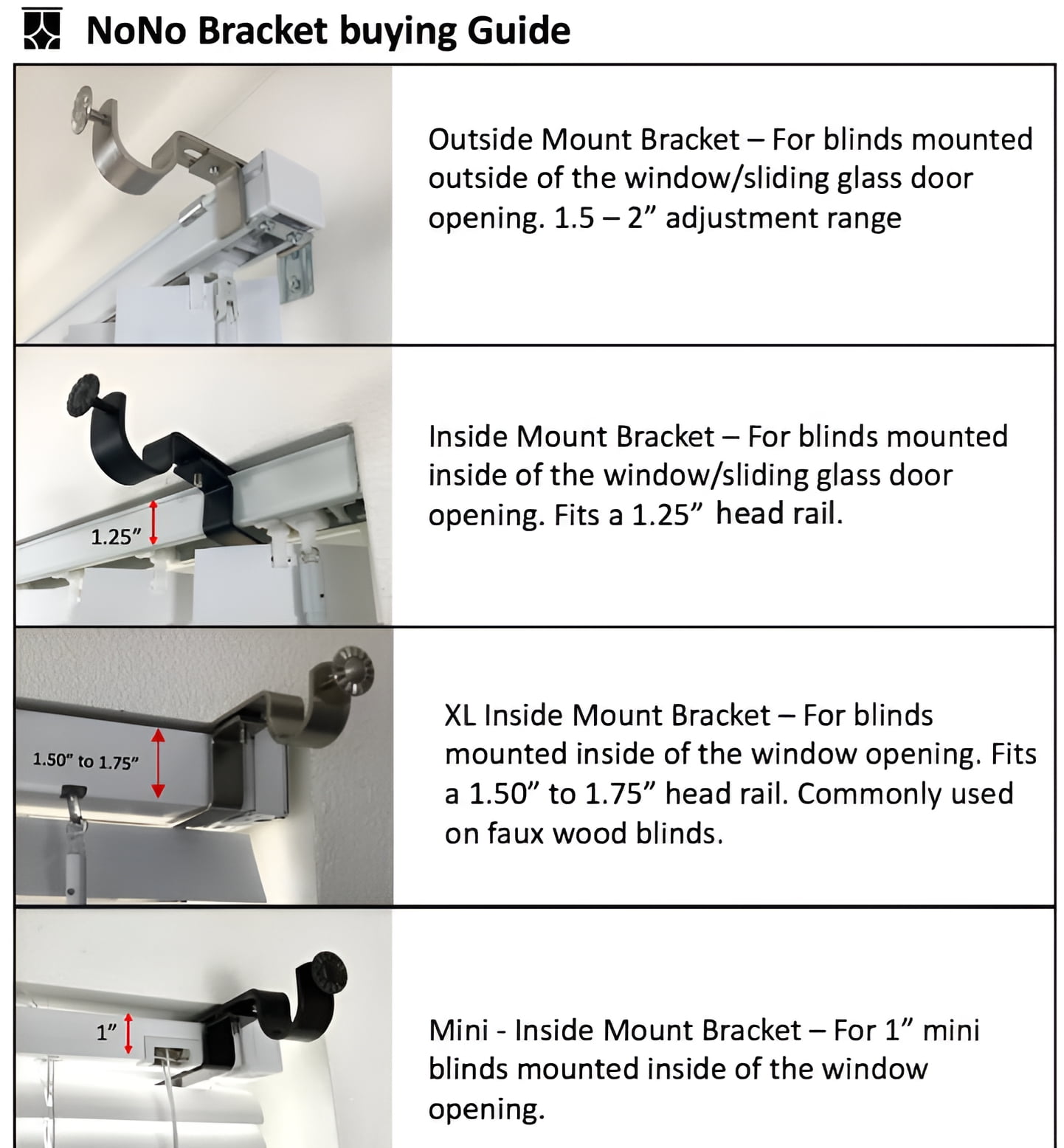 NoNo Mount Vertical Blinds Bracket Curtain Rod Holder (2 Count)