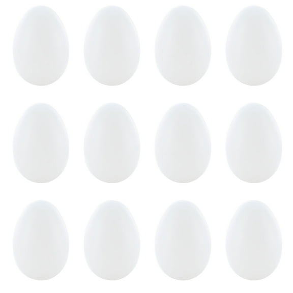 12 Blank Hollow Solid White Plastic Easter Eggs 2.25 Inches