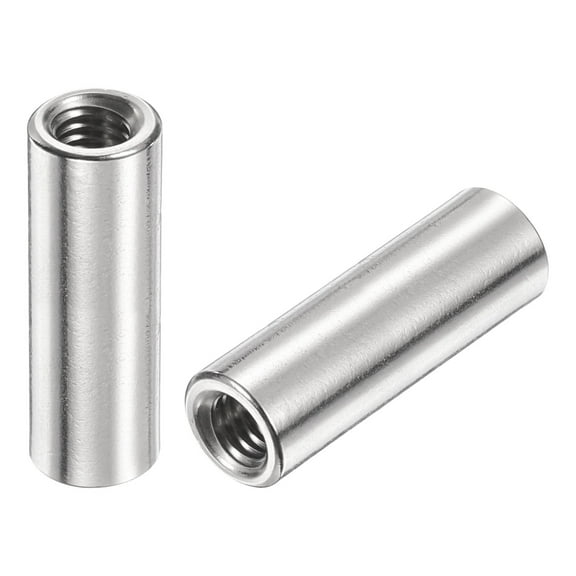 Uxcell 6 Pack M6 Round Connector Nuts, 304 Stainless Steel Coupling Nut 30mm/1.18" Length Sleeve Rod Bar Stud Nut for Bracket, M6x30x10mm