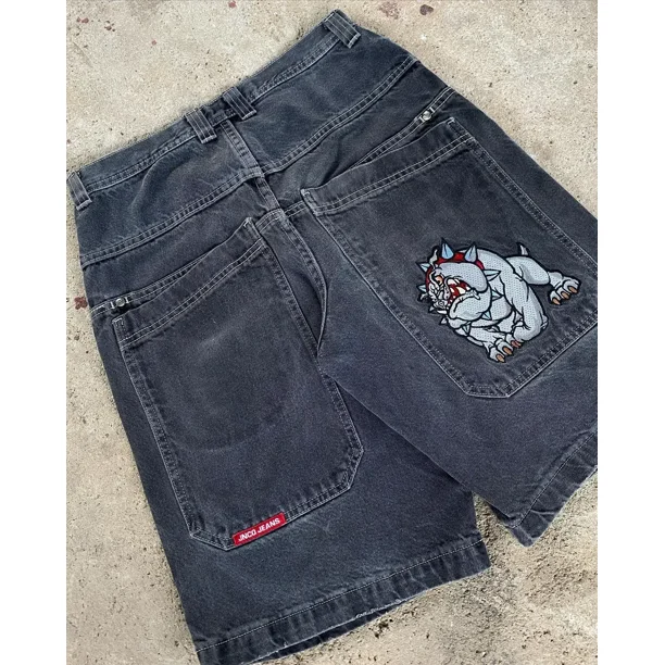 JNCO baggy Denim Shorts Harajuku Y2K Jeans Hip Hop Vintage Letter