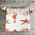 thumbnail image 3 of Ambesonne Nautical Quilted Bedspread Set 3 Pcs, Underwater Sea Ocean, Queen Size, Salmon Dark Coral, 3 of 3