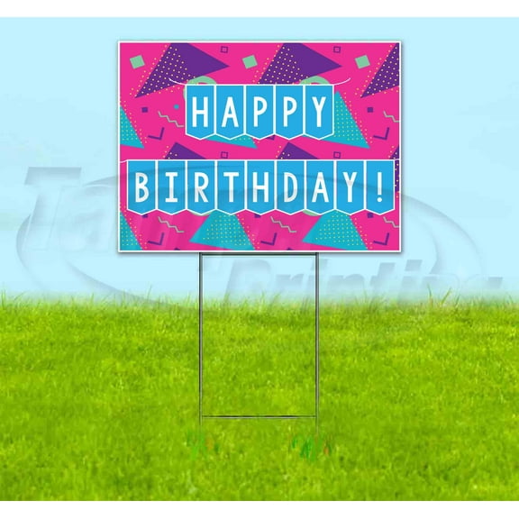 Happy Birthday (18" x 24") Yard Sign, Includes Metal Step Stake