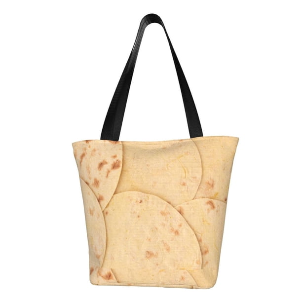 Fotbe taco tortilla Bolsa de Playa con Estampado, Bolsa de Hombro, Bolsa de Mano Espaciosa, Bolsa de Viaje Ligera, Bolsa de Compras Versátil