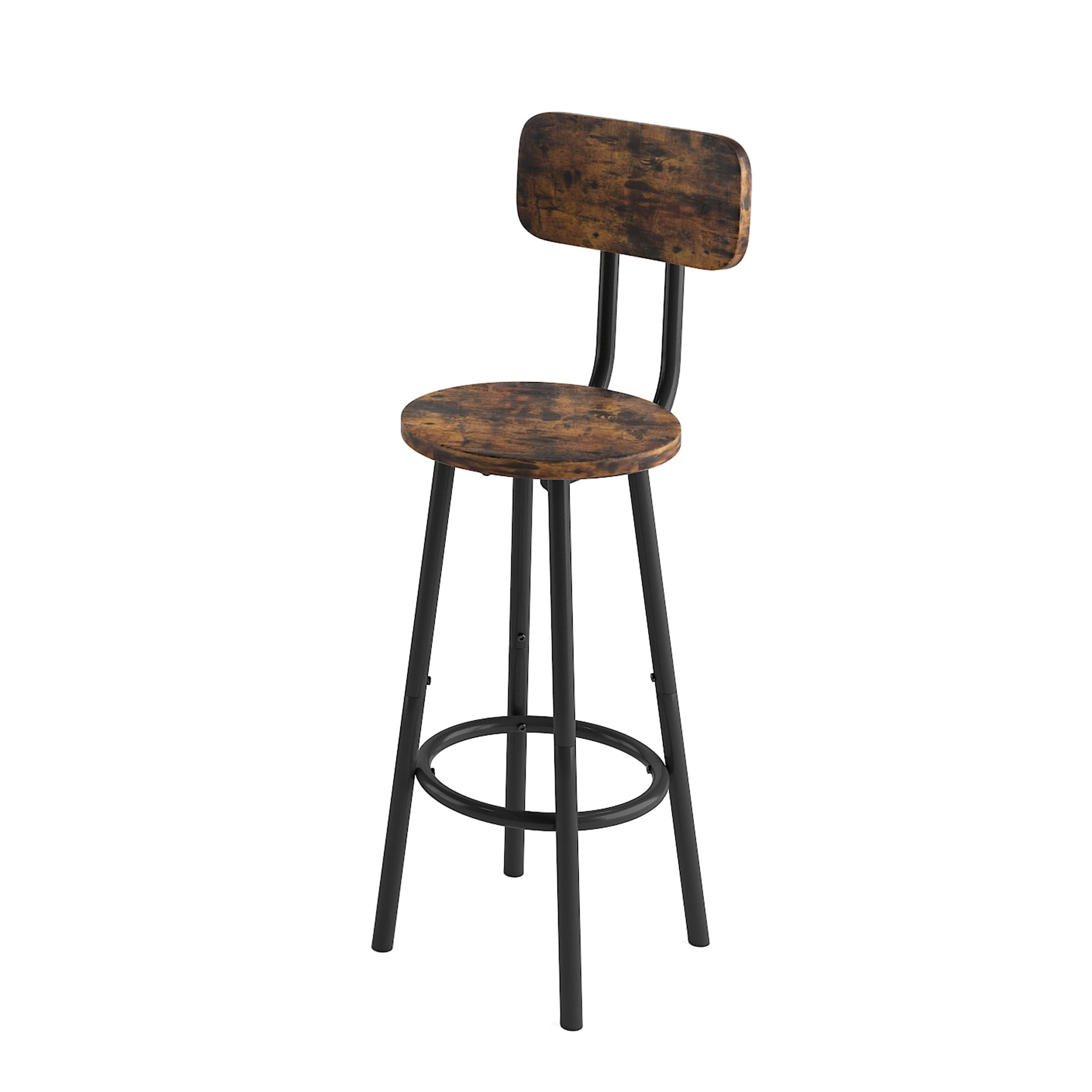 Aukfa 5-Piece Bar Table Set with Metal Shelf, Counter Height Dining Table & 4 Stools, Space-Saving Kitchen Pub Set for Small Spaces, Brown - Industrial Style